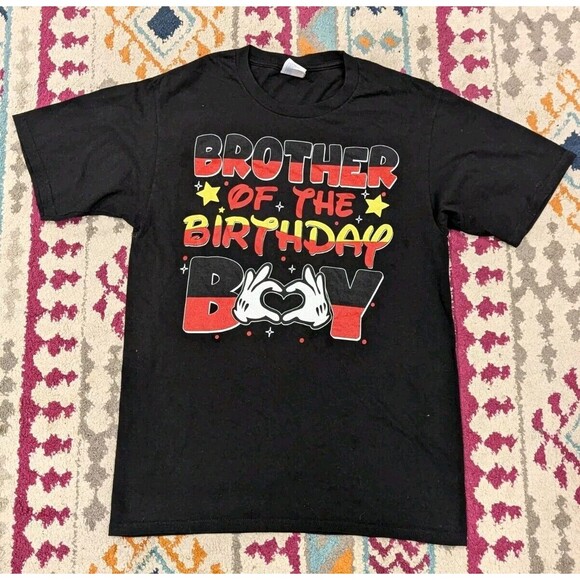 Boy's Size Small Black Brother Of The Birthday Boy Mouse Family T Shirt - Picture 3 of 6
